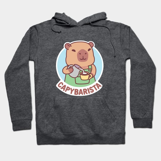 Cute Capybara Barista And Coffee Funny Pun Hoodie by rustydoodle